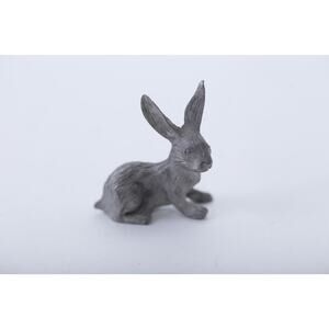 Rabbit, Ears Up, Pewter, Statue, Miniature, Game Piece, Statuette, Vintage, , 25